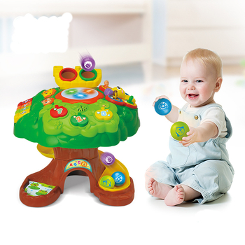 Abelu Bölcs Fa Játékasztal óvodásoknak — zene, fényvetítés és interaktív szülő-gyermek játékok; ABS anyag; elemes működés; 4–6 éveseknek