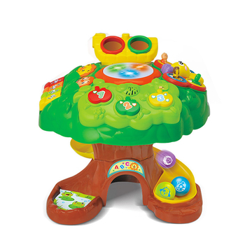 Abelu Bölcs Fa Játékasztal óvodásoknak — zene, fényvetítés és interaktív szülő-gyermek játékok; ABS anyag; elemes működés; 4–6 éveseknek