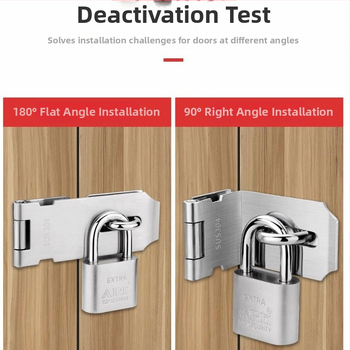Încuietoare de ușă din oțel inoxidabil, tip clapă-fluture, fără găurire, model 8899, unghi de 90°