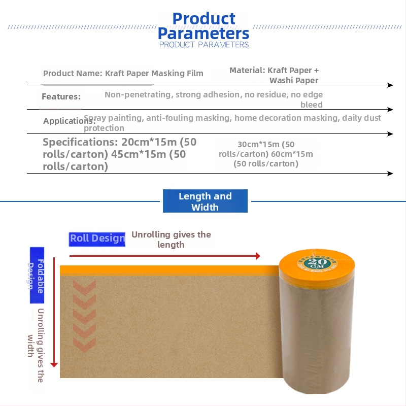Lixinda Kraft φιλμ μάσκας για ψεκασμό βαφής – Kraft και ιαπωνικό χαρτί, πυρήνας από χαρτονένιο σωλήνα