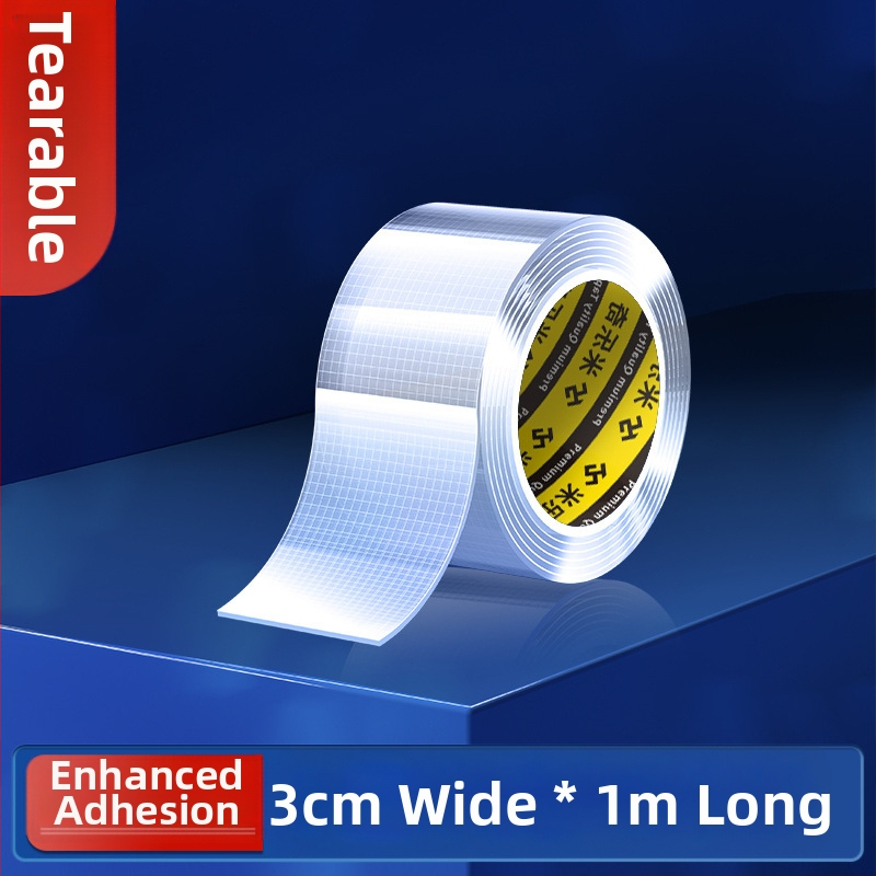 Nano mriežková obojstranná páska, priehľadná, prateľná akrylová lepivá vrstva; vysoká viskozita, silné priľnutie, -20°C až 80°C.