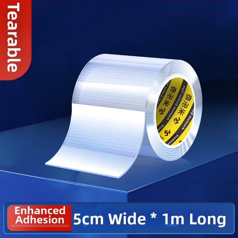 Nano mriežková obojstranná páska, priehľadná, prateľná akrylová lepivá vrstva; vysoká viskozita, silné priľnutie, -20°C až 80°C.