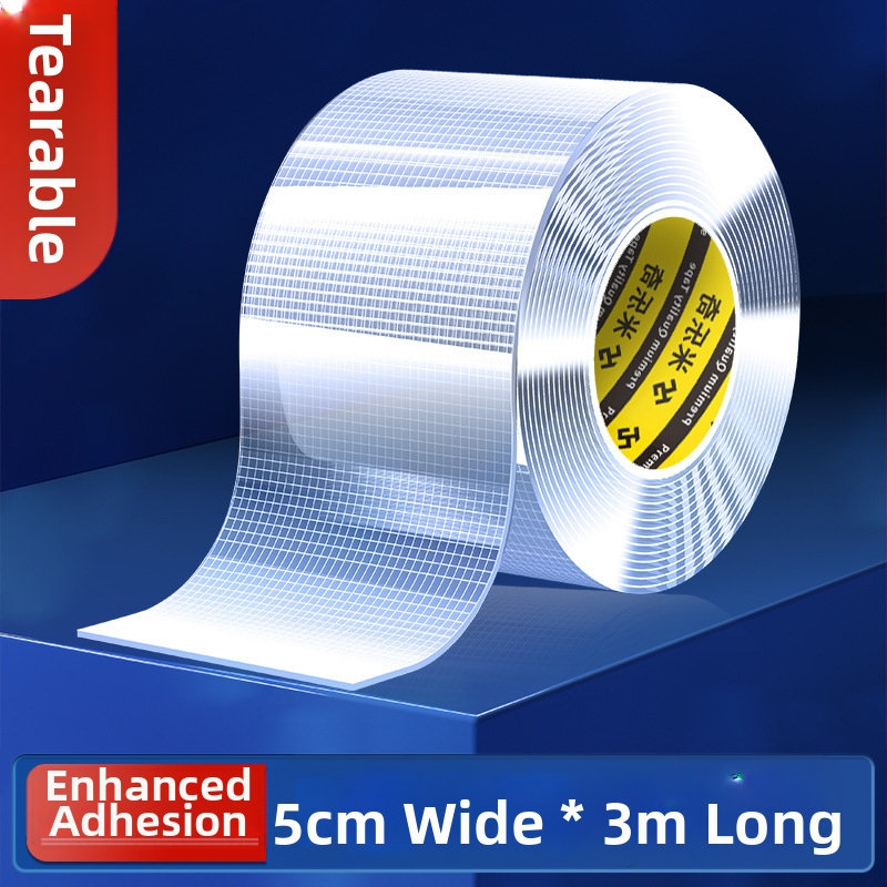 Nano mriežková obojstranná páska, priehľadná, prateľná akrylová lepivá vrstva; vysoká viskozita, silné priľnutie, -20°C až 80°C.