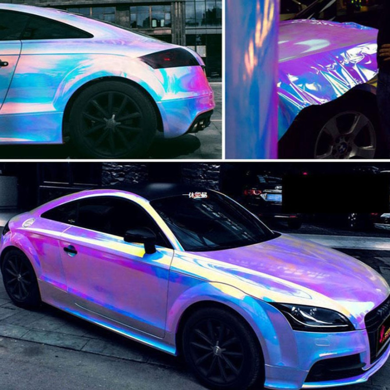 Ichiyu autó színváltó fólia – szivárvány minta, PVC anyag, ragasztóval történő telepítés, testreszabott feldolgozás, a jármű teljes külső felületére