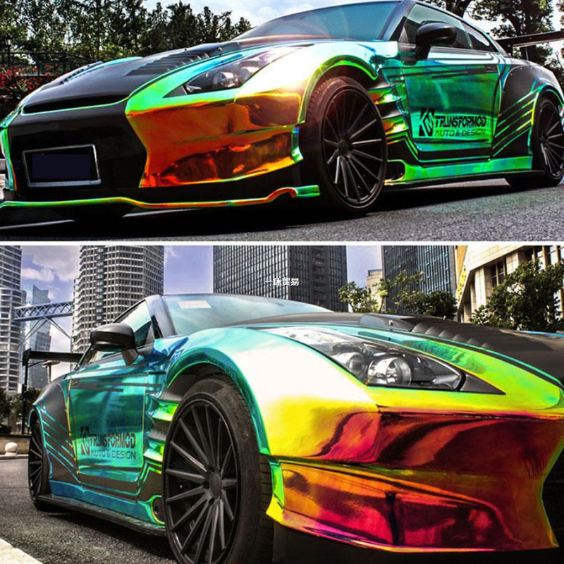 Ichiyu autó színváltó fólia – szivárvány minta, PVC anyag, ragasztóval történő telepítés, testreszabott feldolgozás, a jármű teljes külső felületére