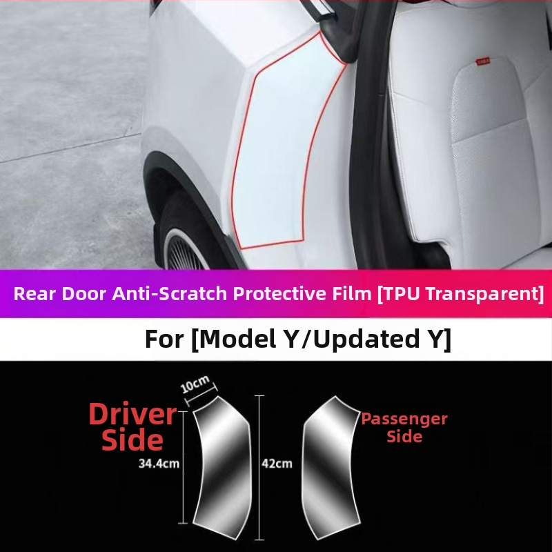TPU ochranná fólia pre vnútorné zadné dvere Tesla Model Y a Model 3, neviditeľný film, 2-ročná záruka