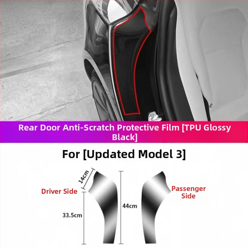 TPU ochranná fólia pre vnútorné zadné dvere Tesla Model Y a Model 3, neviditeľný film, 2-ročná záruka