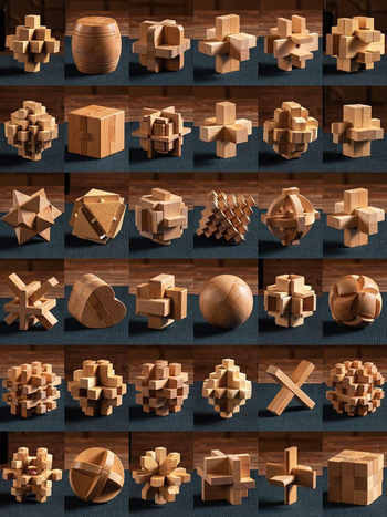 Luban Lock / Kong Ming Lock puzzle, šest dijelova, od bukovog drveta, visoka težina, mozgalica za odrasle i djecu, komplet
