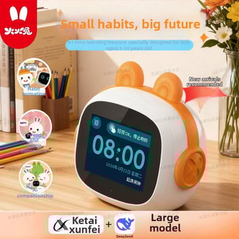Huohuo Rabbit AI okos ébresztő robot gyerekeknek – angol nyelvtanulás, Bluetooth, felvétel, USB töltés