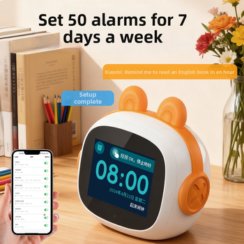 Huohuo Rabbit AI okos ébresztő robot gyerekeknek – angol nyelvtanulás, Bluetooth, felvétel, USB töltés