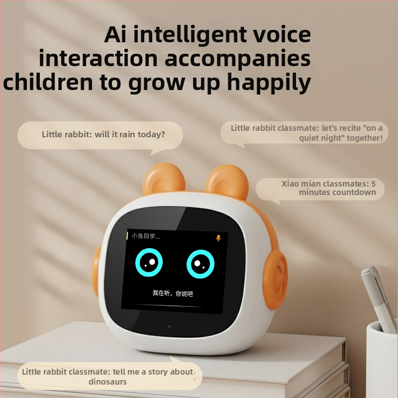 Huohuo Rabbit AI okos ébresztő robot gyerekeknek – angol nyelvtanulás, Bluetooth, felvétel, USB töltés