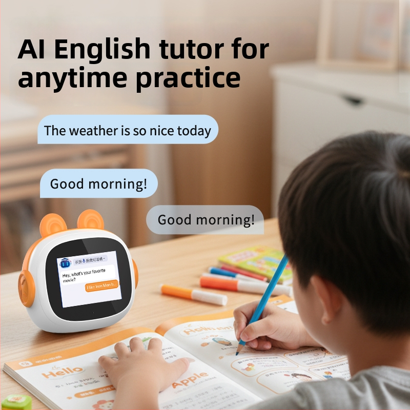 Huohuo Rabbit AI okos ébresztő robot gyerekeknek – angol nyelvtanulás, Bluetooth, felvétel, USB töltés