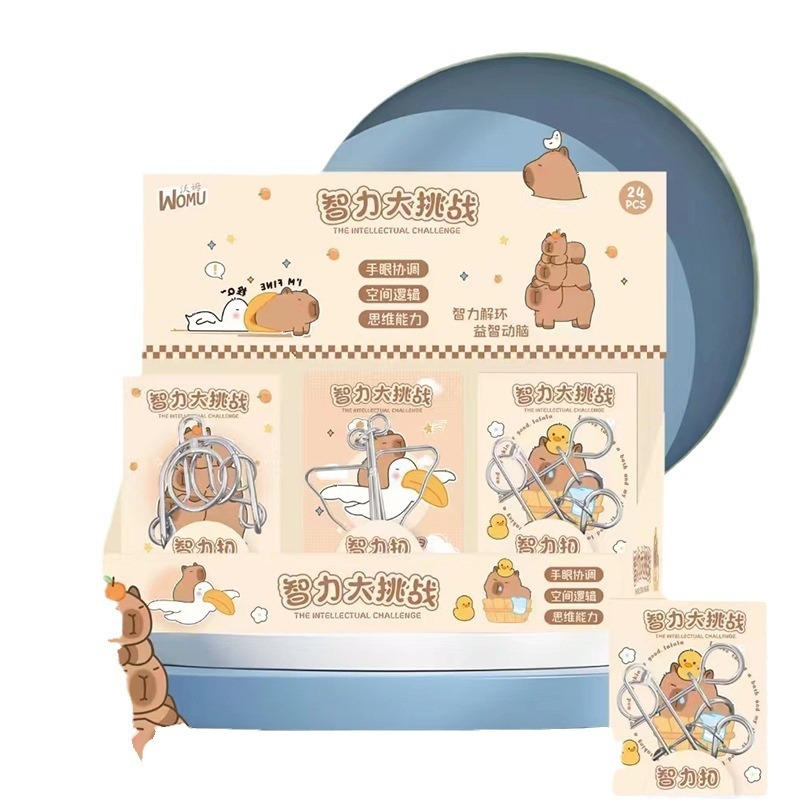 Puzzle Kongming Lock – Cutie de afișare cu 24 de piese, pentru 7–14 ani, origine Zhejiang, ambalare în cutie