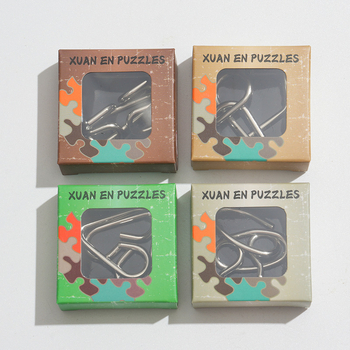 Intelligens kinyitás: 24 darabos fém puzzle készlet, kilenc gyűrű, egyedi csomagolású dobozban, 7-14 éveseknek