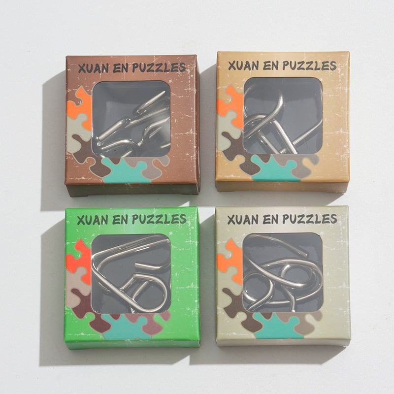 Intelligens kinyitás: 24 darabos fém puzzle készlet, kilenc gyűrű, egyedi csomagolású dobozban, 7-14 éveseknek