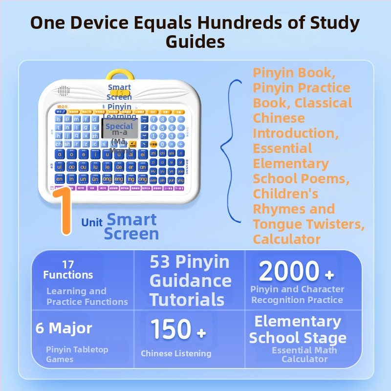Dječji edukativni tablet: Pinyin učenje, čitanje i matematika – ABS plastika, litij baterija, za dob 0–3 godina, unisex