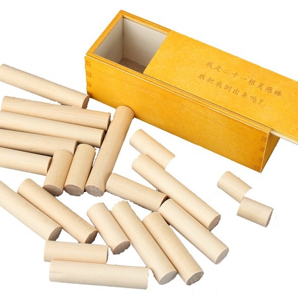 Drveni Kongming Lock/Luban Lock puzzle kutija za djecu — 21 dijelova, DIY sklapanje, uzrast 7–14 godina