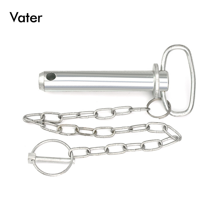 Κυλινδρικός πίρος για ρυμούλκηση με λαβή από αλυσίδα, μάρκα Vater, ηλεκτροεπικάλυψη, διάμετρος 6(1/4)-40 mm, μήκος 40-200 mm