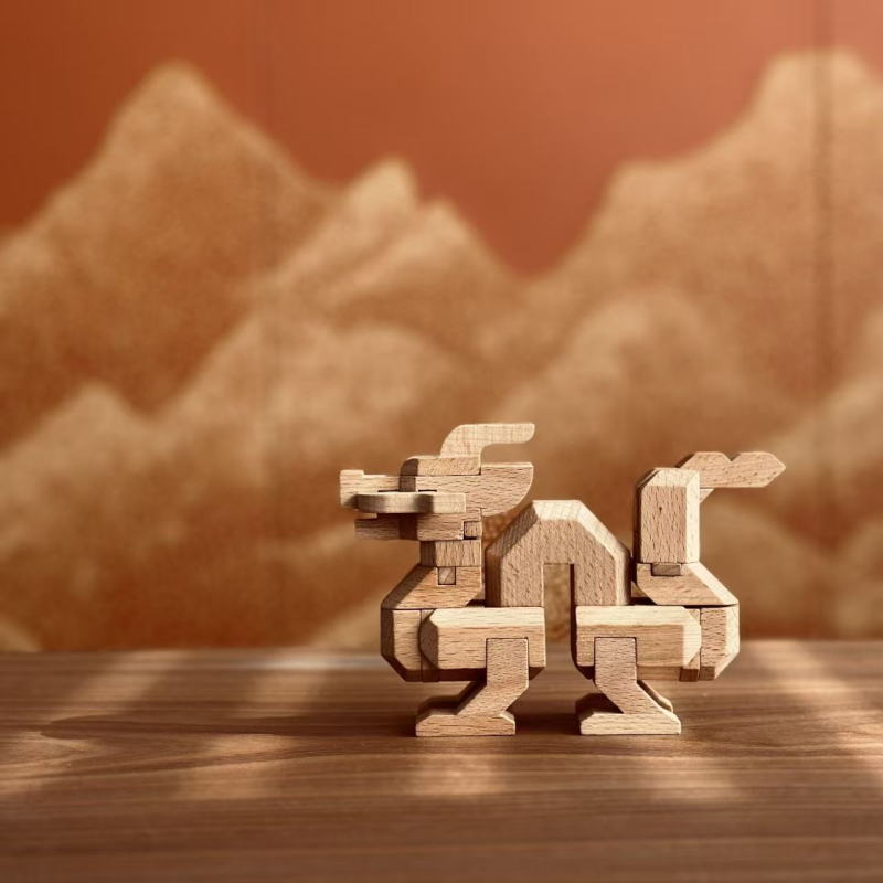 Fa Luban-zár puzzle – Kongming záras játék zodiákus sárkánnyal, 7–14 éveseknek, Have Fun márka