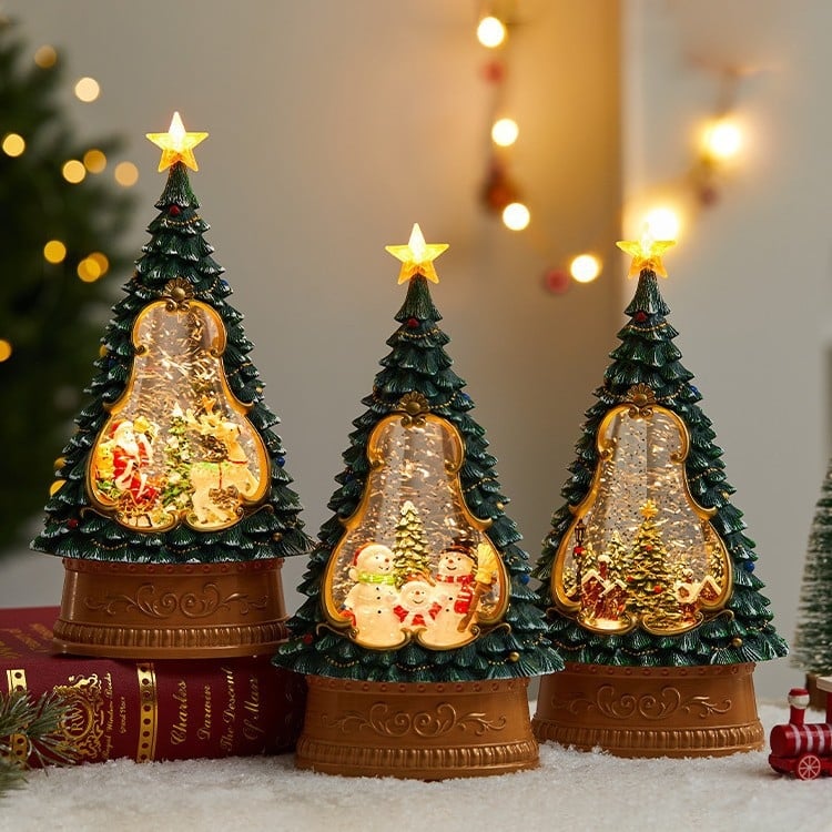 Beirong PVC Božićni svjetleći glazbeni ukras s automatskim snježnim padom i fenjerom na vjetar