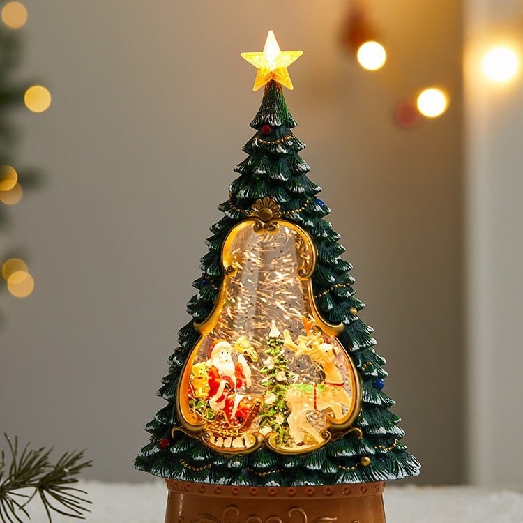 Beirong PVC Božićni svjetleći glazbeni ukras s automatskim snježnim padom i fenjerom na vjetar