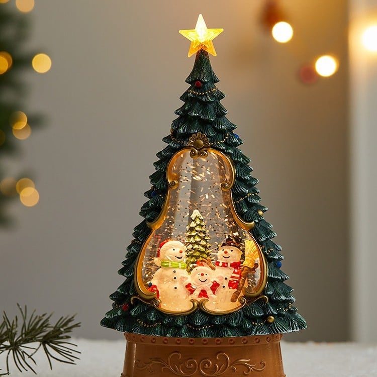 Beirong PVC Božićni svjetleći glazbeni ukras s automatskim snježnim padom i fenjerom na vjetar