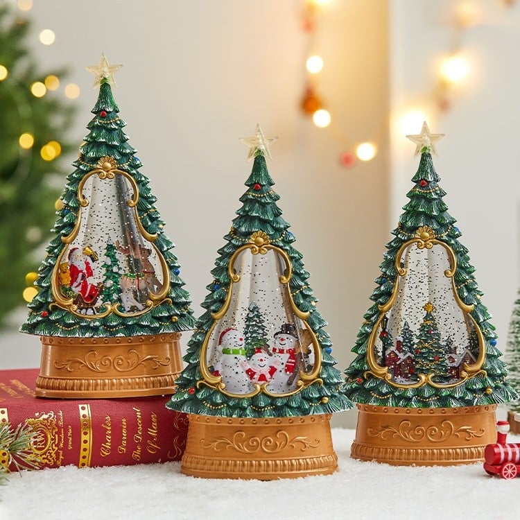 Beirong PVC Božićni svjetleći glazbeni ukras s automatskim snježnim padom i fenjerom na vjetar