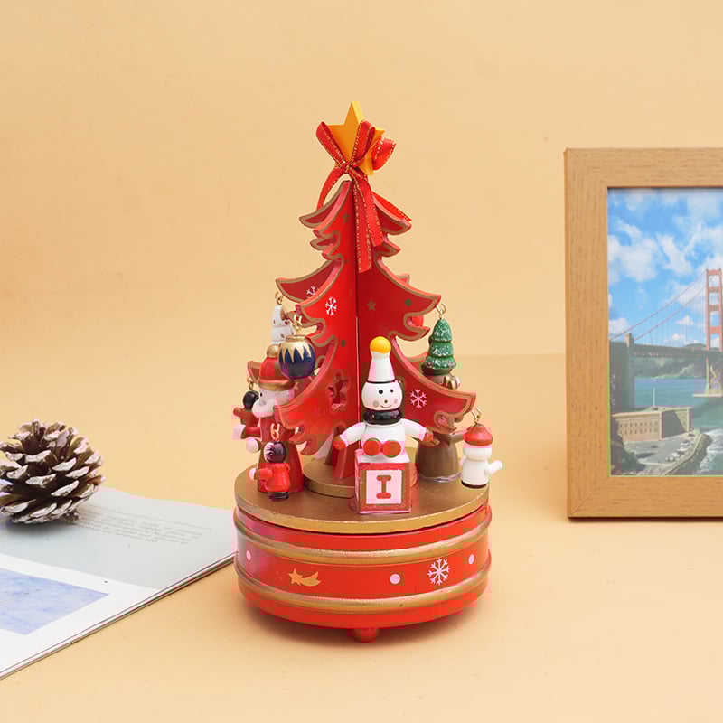 Drveni božićni ukrasi s kutijom za glazbu – stolni karusel za božićnu scenu, stilovi: poslovni, pastoralni, crtani, kineski stil, moderna umjetnost