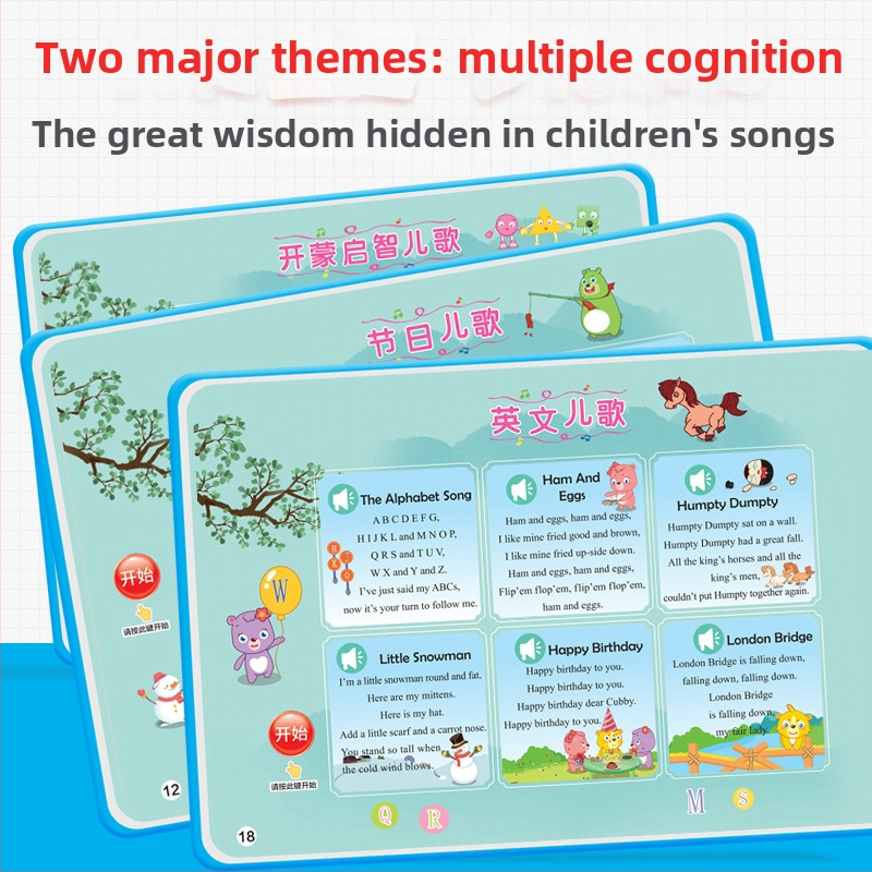 Edukativna govorna knjižica s 108 dječjih pjesmica — glazbena reprodukcija, papirnati materijal, bez memorije, za djecu 4–6 godina