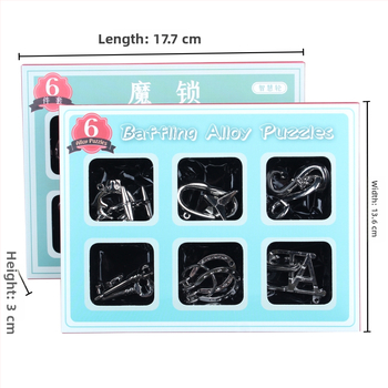 Puzzle za otključavanje od cinkove legure – šest dijelova, mentalni izazov za djecu i odrasle, uzrast 7–14 godina