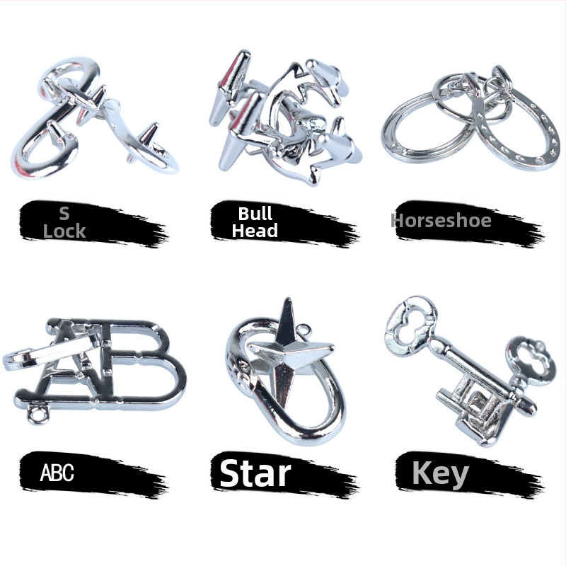 Puzzle za otključavanje od cinkove legure – šest dijelova, mentalni izazov za djecu i odrasle, uzrast 7–14 godina