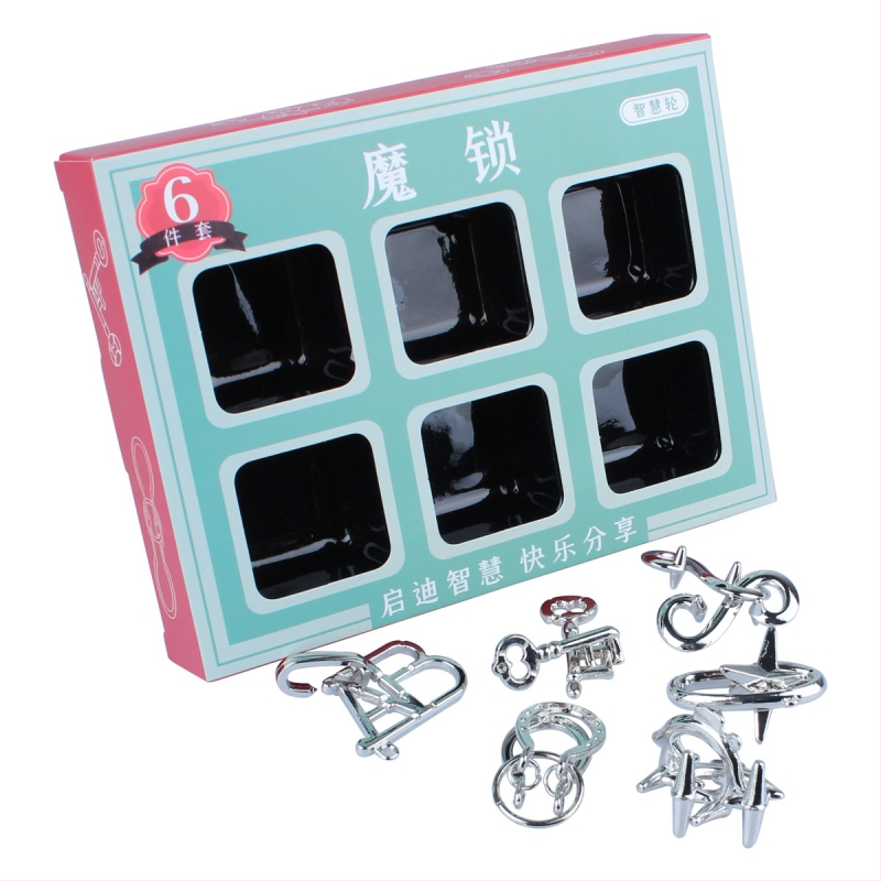 Puzzle za otključavanje od cinkove legure – šest dijelova, mentalni izazov za djecu i odrasle, uzrast 7–14 godina