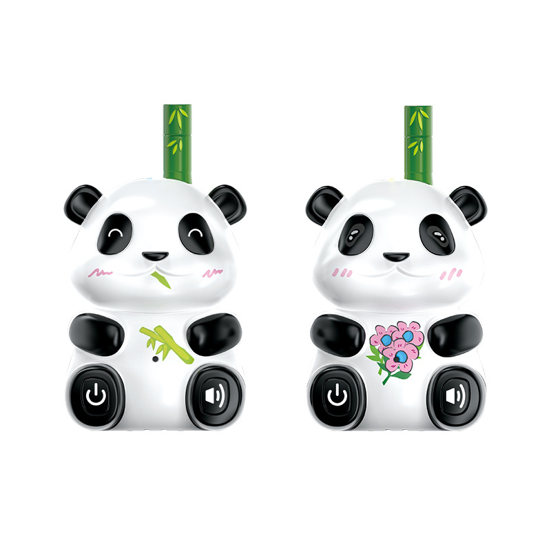 Panda-tematska dječja walkie-talkie igračka sa glazbom i emocionalnom interakcijom; plastična konstrukcija; napajana baterijama; za uzrast 4–6 godina.