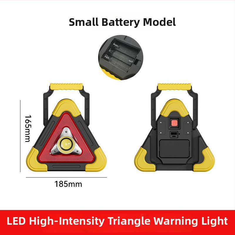 Триъгълна предупредителна табела за автомобил с LED, ABS отражателна пластмаса, USB и слънчево зареждане, 3 LED диода, 5V