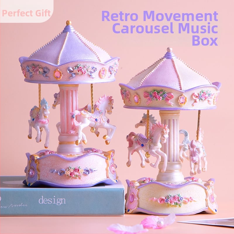Smolena karuselna glazbena kutija, ručno oslikana, svijetleća, tema princeze