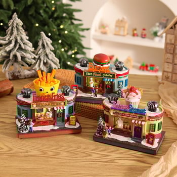 Božićni svjetleći glazbeni ukras – Santa figura od smole i plastike, ukras za izlog