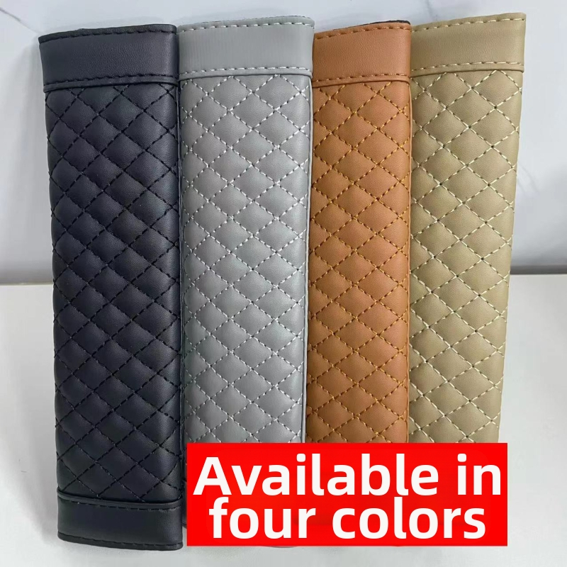 Ochranný vankúšik ramena bezpečnostného pásu pre auto - lambskin koža, vyšívaný, chezhimei, 70 g, bez loga