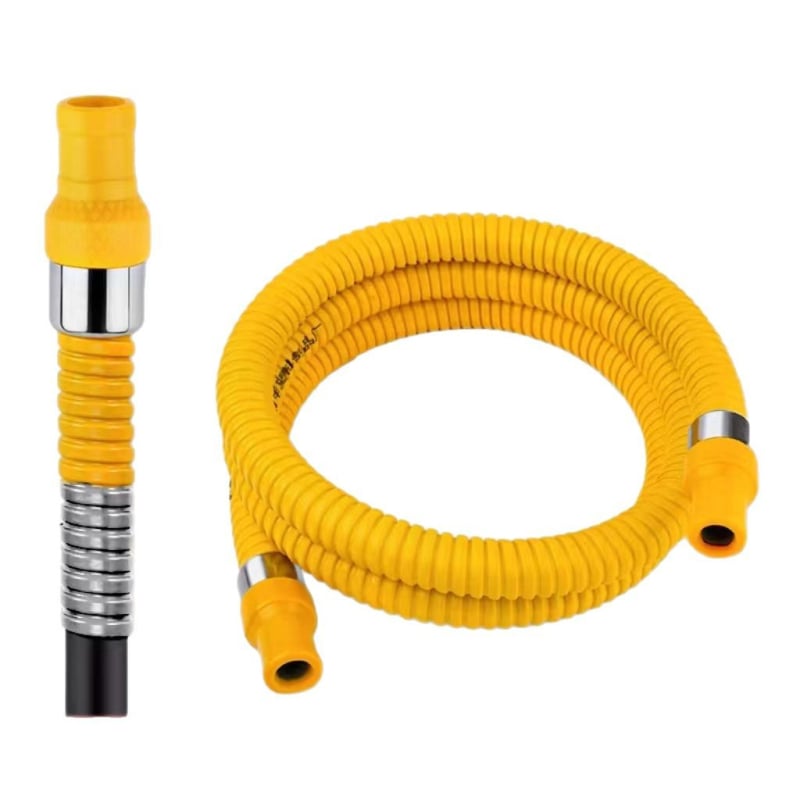 Rozsdamentes acélból készült gázcső, páncélozott gofrált borítással, robbanásbiztos, közepes–magas nyomású, természetes gázhoz