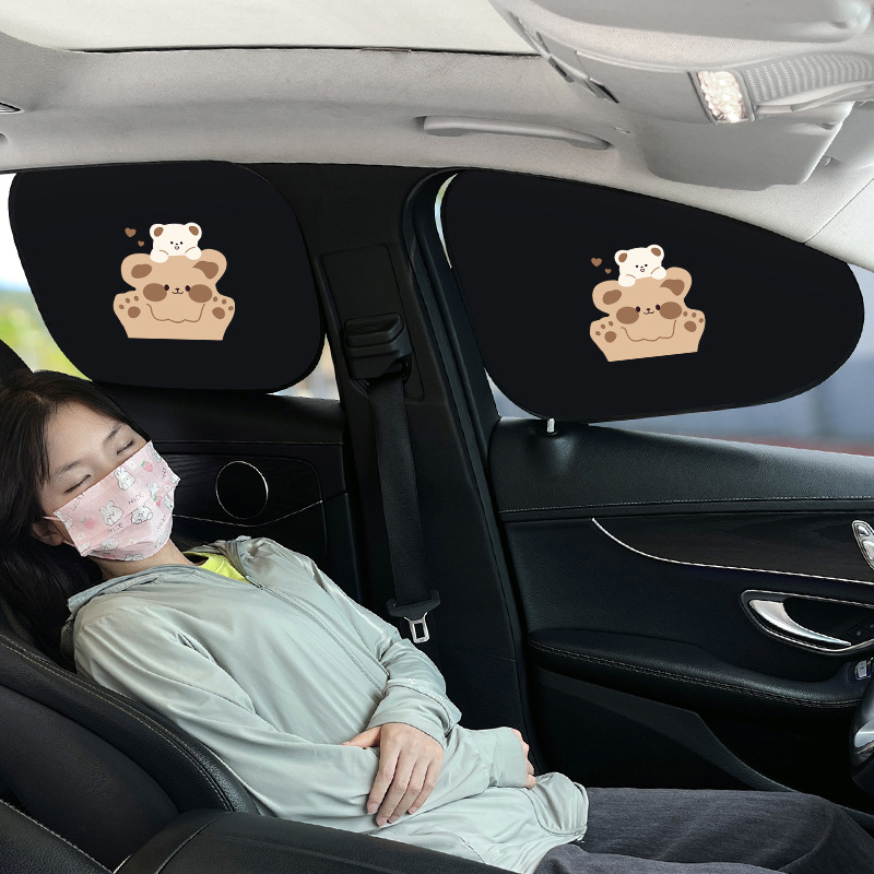 Σκιά παραθύρου αυτοκινήτου - Θερμική μόνωση, Αλουμινόφυλλο, Εγκατάσταση snap-in, Καθολική εφαρμογή, Καρτούν μοτίβο