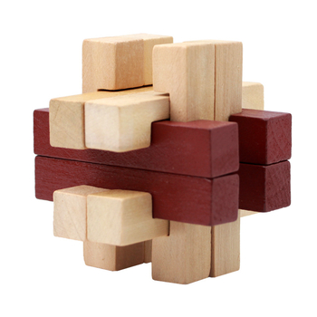 Fából készült Kong Ming/Luban zár – interaktív logikai puzzle, DIY, 7–14 éveseknek