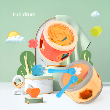 Baba kézi dob kétoldalas tárolóval – multifunkcionális oktató eszköz korai fejlesztéshez, ABS anyag