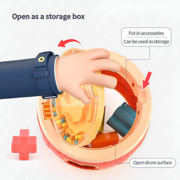 Baba kézi dob kétoldalas tárolóval – multifunkcionális oktató eszköz korai fejlesztéshez, ABS anyag