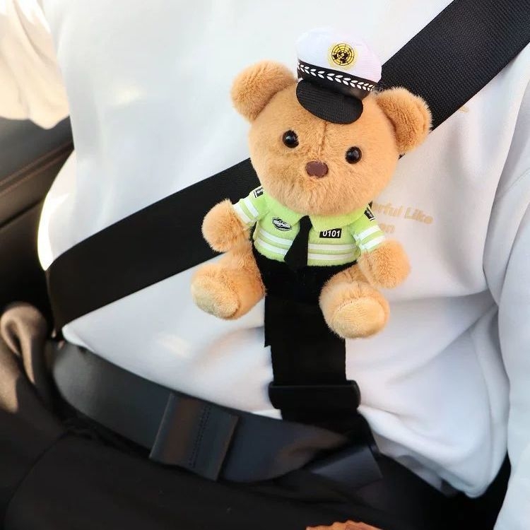 XM Poliészter autó gyerekek vállpárnái védőborítással és rögzítő állítható készlettel – Rajzolt medve dizájn, 100 g