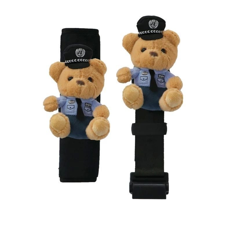 XM Poliészter autó gyerekek vállpárnái védőborítással és rögzítő állítható készlettel – Rajzolt medve dizájn, 100 g