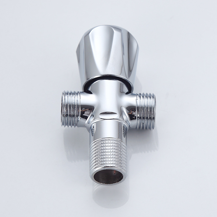 Bakreni trokutasti ventil s jednim ulazom i dva izlaza, ugrađena instalacija, model V6108, radni tlak 0.8–1.2 MPa, unutarnji promjer 20 mm, pogodan za WC, bojler i kuhinju