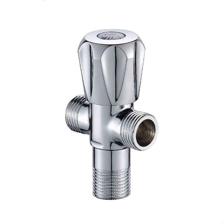 Bakreni trokutasti ventil s jednim ulazom i dva izlaza, ugrađena instalacija, model V6108, radni tlak 0.8–1.2 MPa, unutarnji promjer 20 mm, pogodan za WC, bojler i kuhinju