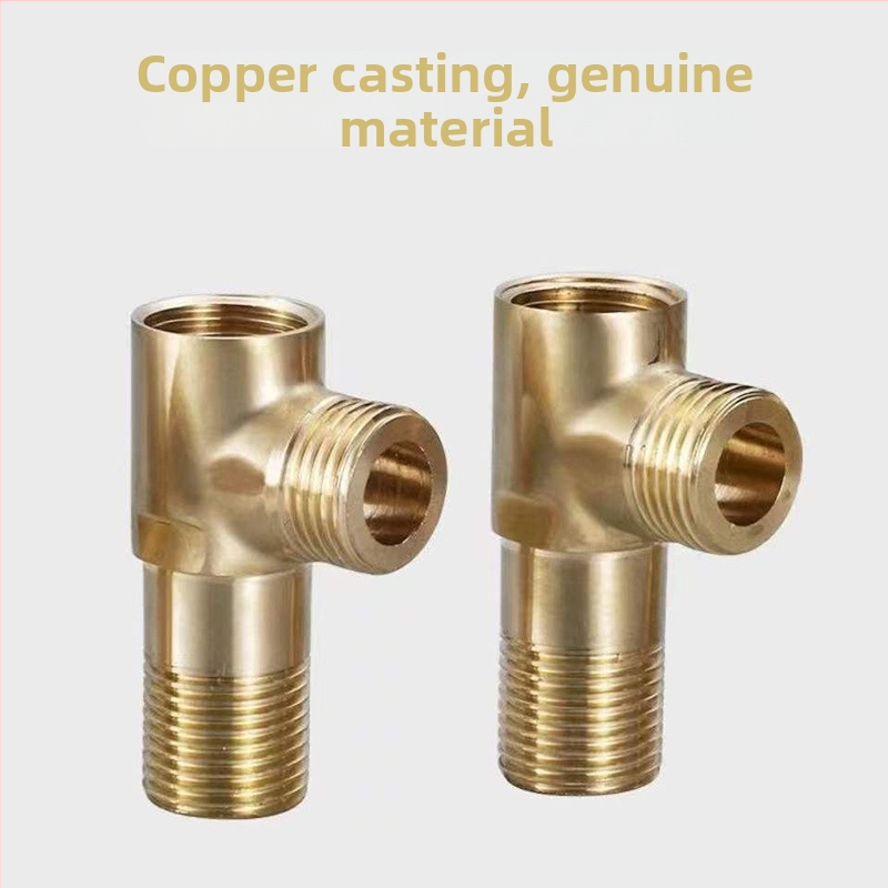 Meďový trojuholníkový ventil pre ohrievač vody: regulácia horúcej a studenej vody, 1 vstup, 2 výstupy, ventil na toaletu