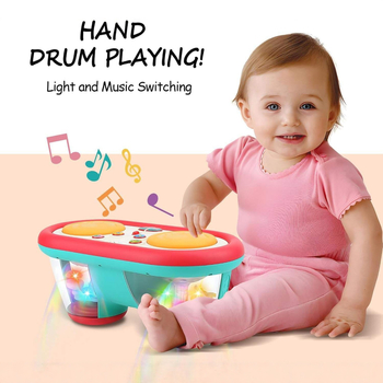 Gyerekeknek szóló elektronikus dob- és billentyűzet játék fényekkel és zenével, műanyagból, 0–3 éveseknek, márka Qu'an fort