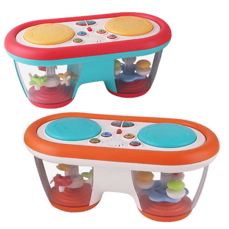 Gyerekeknek szóló elektronikus dob- és billentyűzet játék fényekkel és zenével, műanyagból, 0–3 éveseknek, márka Qu'an fort