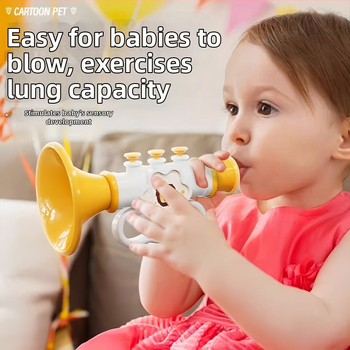 Mini trompetă pentru copii — material ABS, brand Qiwang, import din Japonia și Coreea de Sud, categoria 3C: Jucării de la 14 ani în sus, vârstă potrivită: Tineret 15–35 ani.